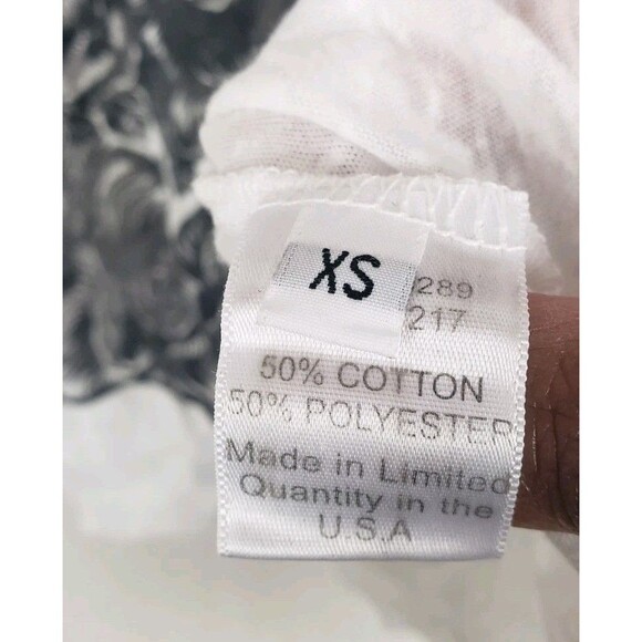 Lauren Moshi Tee Shirt XS Rose Skull Semi Sheer Short Sleeve White Gothic Casual - Picture 4 of 4